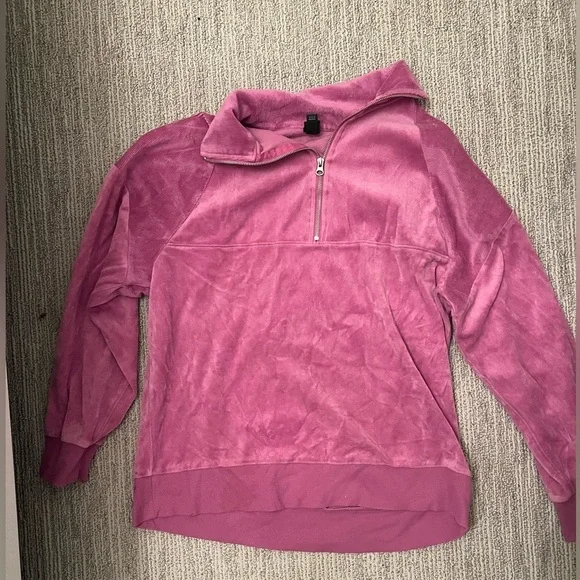 WILD FABLE MEDIUM QUARTER ZIP VELOUR VELVET OULL OVER LONG SLEEVE - Picture 7 of 8